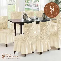 SALA FABULOSA - Funda de silla spandex burbuja 8 piezas - Color Perla