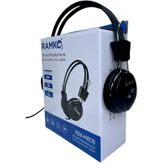 RAMKO - Audífonos vincha con micrófono control volumen rm-h808 negro