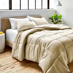 ISATEX HOME - EDREDÓN BEIGE PREMIUM DE ALGODÓN PIMA QUEEN