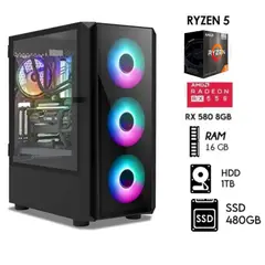 AMD - COMPUTADORA PC GAMER RYZEN 5-5TH Ram 16GB DISCO 1TB+SSD 480GB VIDEO RX 580 8GB