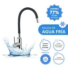 AGUA SANA - Grifo de cocina negro flexible monocomando de acero inoxidable