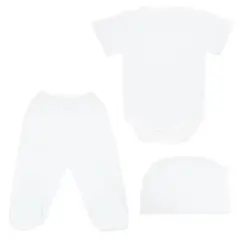 GENERICO - Set Ajuar Bebe - 3 piezas de 100% Algodón Blanco