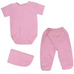 GENERICO - Set Ajuar Bebe - 3 piezas de 100% Algodón Rosado