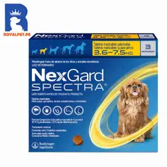NEXGARD - SPECTRA 3.6 A 7.5 KG X3 TABLETAS ANTIPULGAS ANTIGARRAPATAS