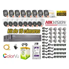 HIKVISION - CÁMARAS SEGURIDAD KIT 16 FULL HD + DISCO 2TB - COLORVU VISION COLOR