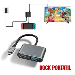 GENERICO - Dock Nintendo Switch Docking Station Adaptador Hdmi Vga Tv +Usb 3.0.