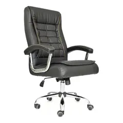 BONNO - Sillon De Escritorio Shiny Negro Con Cabecero