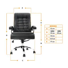 BONNO - Sillon De Escritorio Shiny Negro Con Cabecero
