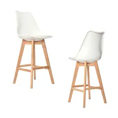 BONNO - Set X 2 Banco Para Bar Ema Fijo Blanco