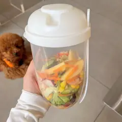 AURELA - Contenedor para Ensalada con Pote para Aliño y Tenedor