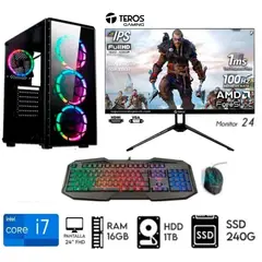 INTEL - Computadora PC CORE i7 3.2Ghz Ram16GB Disco 1TB+SSD 240GB Monitor 22 FULL HD