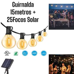 GENERICO - Guirnalda 15M para Focos Vintage Jardin Fiesta Azotea + 15 Focos