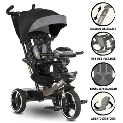 EBABY - Triciclo Guiador SANTORINI DELUXE USB BLACK