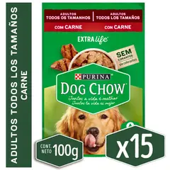 DOG CHOW - COMIDA HÚMEDA PARA PERRO ADULTO CARNE 15x100GR