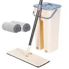 MINARI - Trapeador Mágico con Balde Escurridor 2 Mopas Beige 27TM