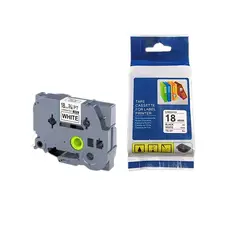 GENERICO - CINTA ADHESIVA DE 18MM X 8M BLANCO LETRA NEGRO PARA ROTULADORA