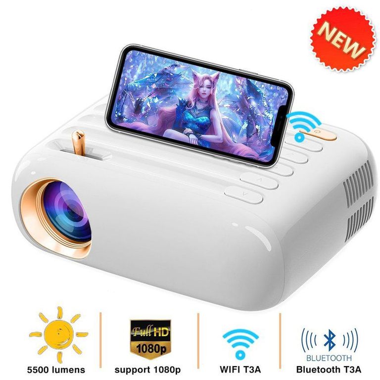 Mini proyector t3a 5500lm full hd 120pulg celular bluetooth