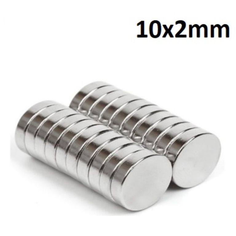 Imanes de neodimio modelo disco 10mmx2mm pack 20 unds