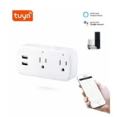 MN ELECTRONICS - Enchufe Smart Tomacorriente Multipuerto Usb Wifi TUYA-Bsd08