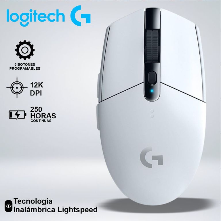 MOUSE GAMER G305 LIGHTSPEED SENSOR HERO 12K 6 BOTONES BLANCO