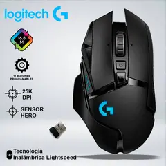 LOGITECH - MOUSE GAMER G502 RGB LIGTHSPEED SENSOR HERO 25K 11 BOTONES INALAMBRICO
