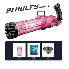 GENERICO - Lanzador de burbujas con luces de 21 agujeros Color Rosado