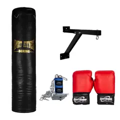 SPORT FITNESS - SACO D BOX LLENO 1.20 M + GUANTES + VENDAS +SOPORT + CADENAS