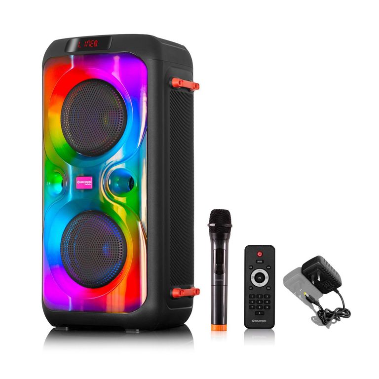 Parlante Paradis Torre 2 bocinas de 6.5" Luz LED BT Radio FM