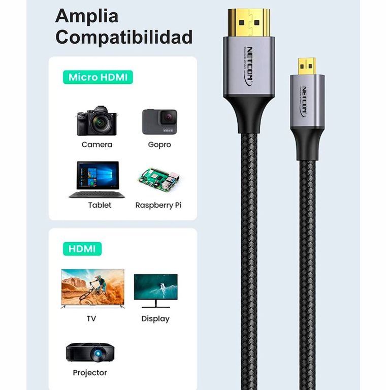 Cable Micro Hdmi a Hdmi 5 Metros 2.0 4K 60 Hz ULTRA HD eARC