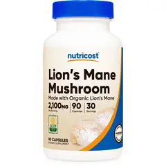 NUTRICOST - Suplemento Lions Mane 90 Cápsulas Orgánico Natural
