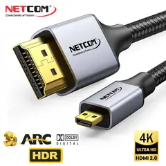 NETCOM - Cable Micro Hdmi a Hdmi 10m 2.0 4K 60 Hz Ultra HD