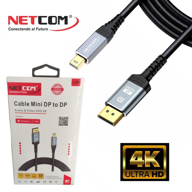 Cable Mini Displayport a Displayport Pvc Macho 1.8 Metros 4k