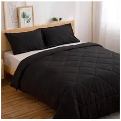 TEFI HOME - Cubrecama Monocromo Negro QUEEN