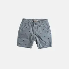 YONISTERS CLOTHING - Short Tafeta Estampado Ancla Kids Stretch Gris