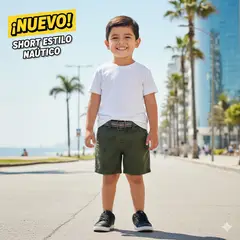 YONISTERS CLOTHING - Short de Niño Drill Tafeta Estampado Verde Comodidad y Estilo Casual Premium
