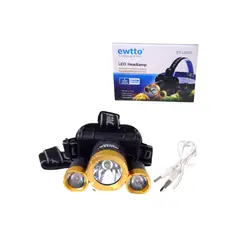 EWTTO - Linterna Frontal Recargable 3 Led 5W Alto Brillo L5522