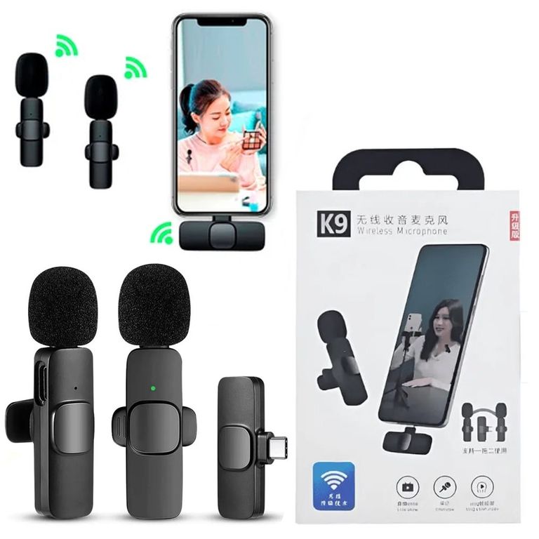 Doble Mini Micrófono Solapa inalámbrico recargable tipo c android