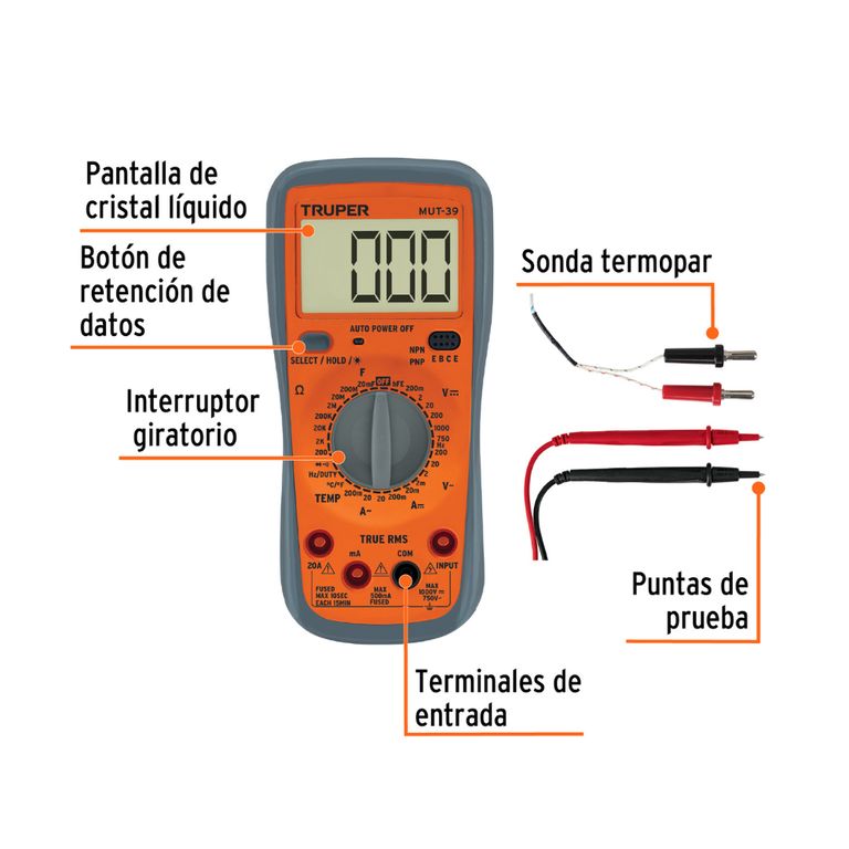 Multímetro Multitester Digital Profesional Mut-39