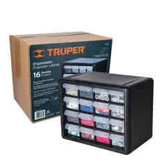 Truper - Organizador Plástico Resistente 16 Compartimientos