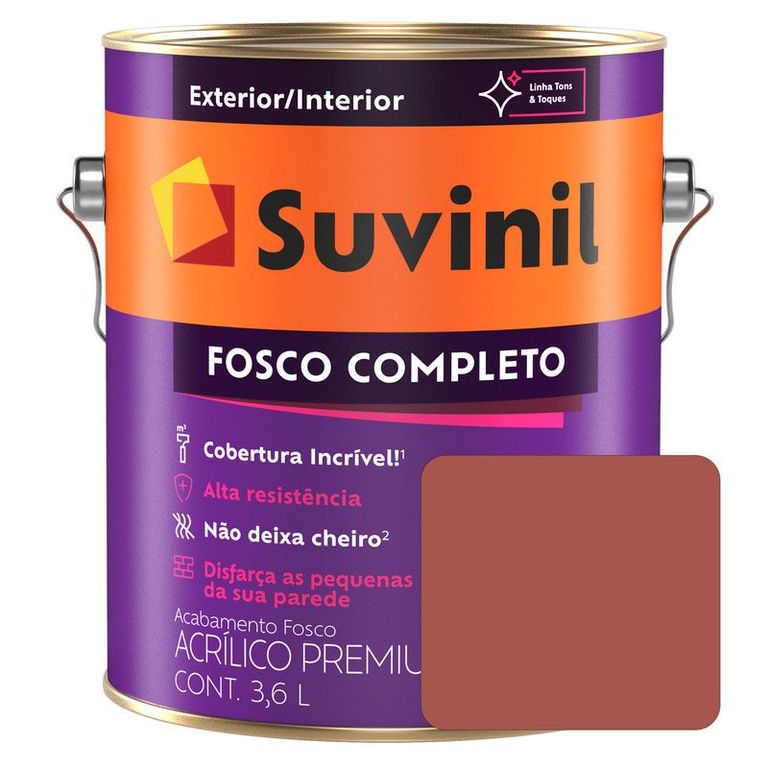 PINTURA LÁTEX ACRÍLICO MATE COMPLETO TOMATE SECO LATA 3.6L