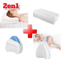 OEM - Pack 2 en 1 Almohada Viscoelástica con Memoria para Cabeza y Rodilla