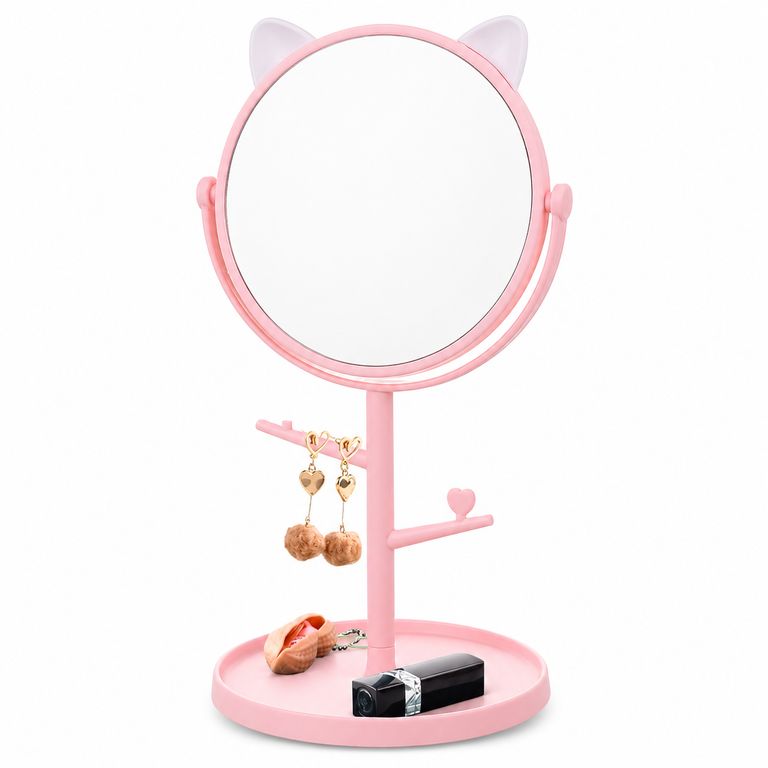 Espejo Joyero de Tocador en Forma de Gatito Rosado 327E