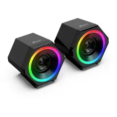 KISONLI - Parlantes GAMER estéreo multimedia 2.0 canales con luces LED