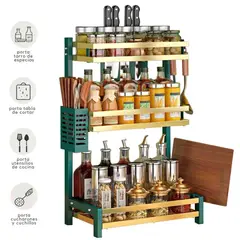 MINARI - Estante Organizador de Cocina Condimentero 3 Niveles Gold 67V