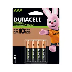DURACELL - Pilas Recargables AAA de 900 mAh (4 unidades)