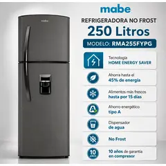 Mabe - Refrigeradora 250Lt CDispensador Grafito No Frost - RMA255FYPG