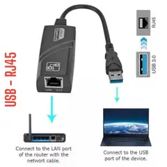 OEM - Adaptador de Red Ethernet RJ45 con Cable USB 3,0 a Gigabit LAN para PC