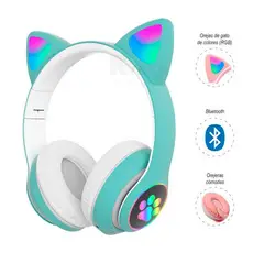 ITELSISTEM - Audifonos Cat Gatos Led Luz Bluetooh Microfono Verde