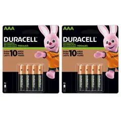 DURACELL - Pilas Recargables AAA de 900mah x8 unidades