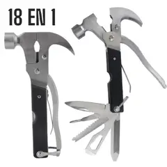 OEM - Martillo Multifunción 18 en 1 de Acero Serrucho Cuchillo Desarmador